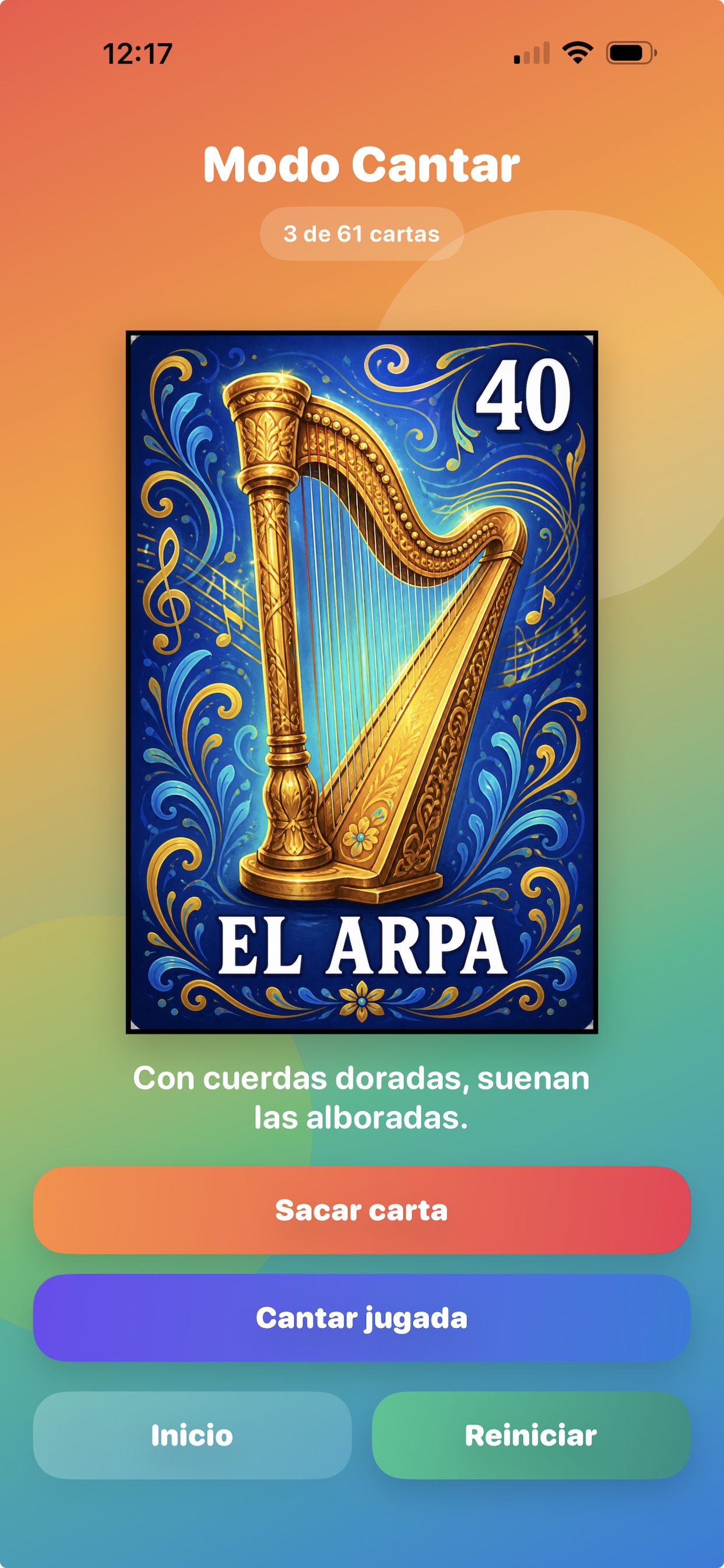 Modo cantar en Canta Lotería
